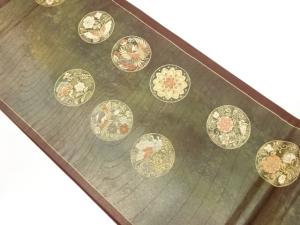 引箔丸に花鳥・蝶・華紋模様織出し袋帯